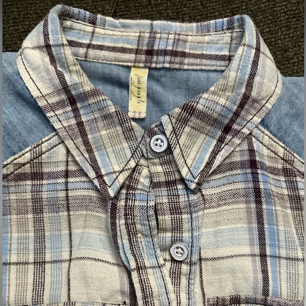 FREE PEOPLE Plaid Denim Top in Small